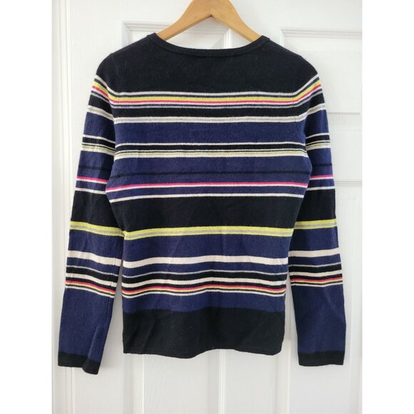 Diane von Furstenberg DVF Jolanta Black striped Cashmere sweater size Large - Picture 4 of 11
